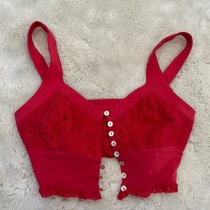 NWOT FREE PEOPLE INTIMATELY RED CROP TOP